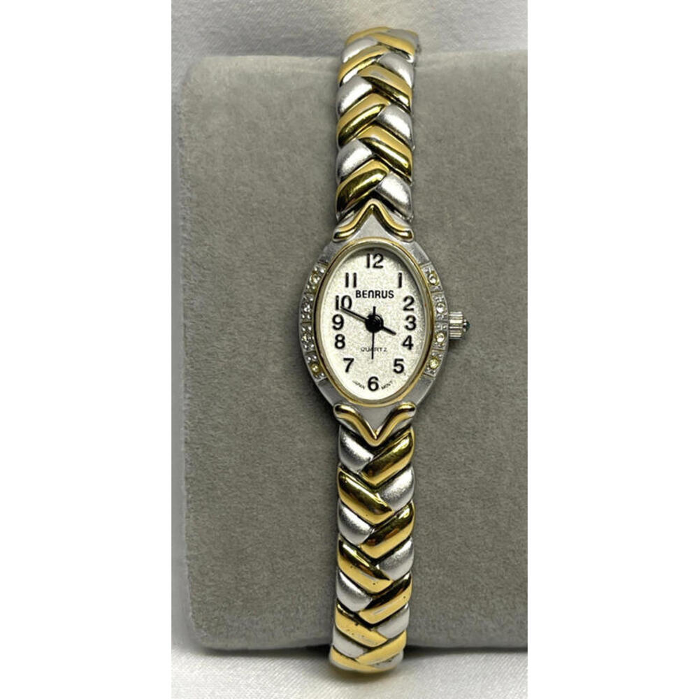 Benrus BN353 Diamond Gold Silver Two Tone Ladies Watch NEW Battery